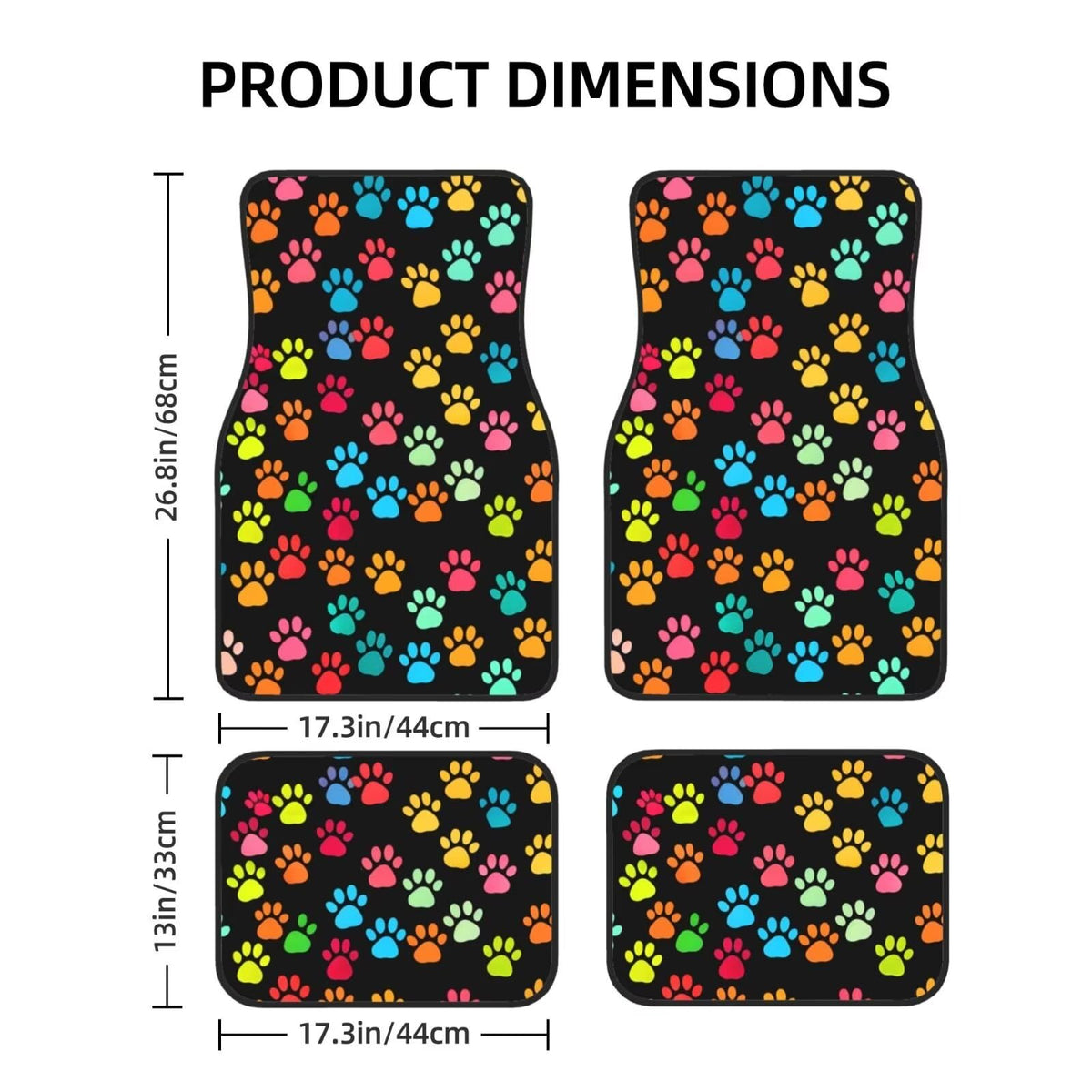 Dog Paw Car Floor Mats Set of 4 for Men Women Girls (Paw Printing)