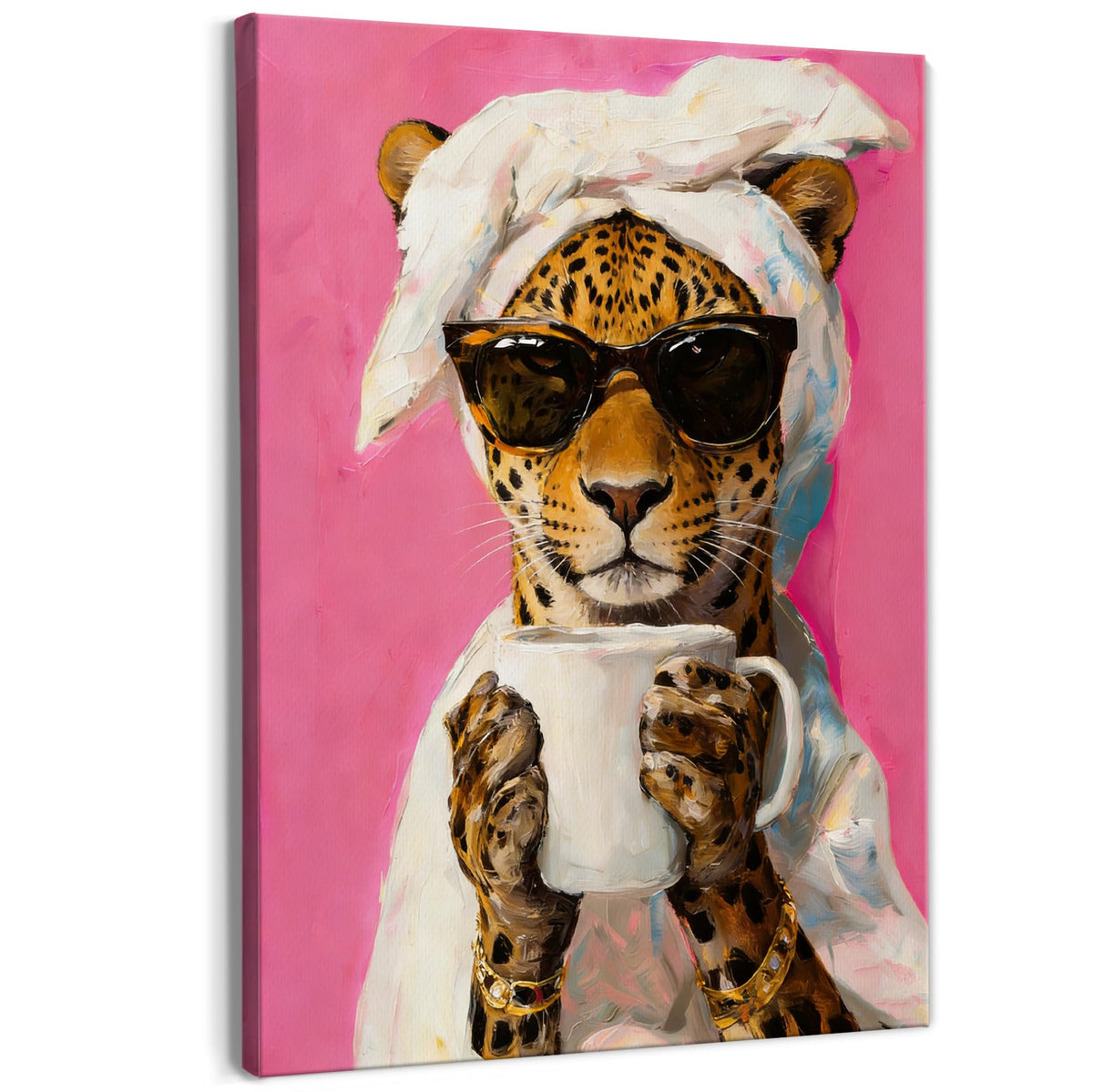 Funny Coffee Leopard Dopamine Wall Art Decor 11x14 Inches (Funny Coffee Leopard)