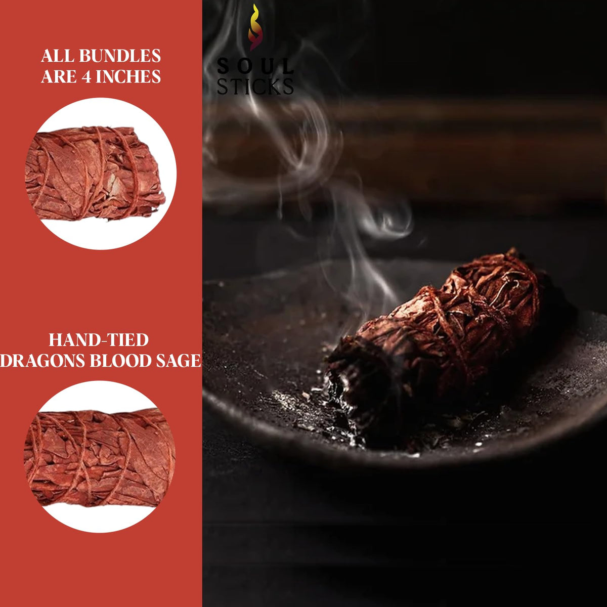 4 Dragon's Blood Sage Smudge Sticks