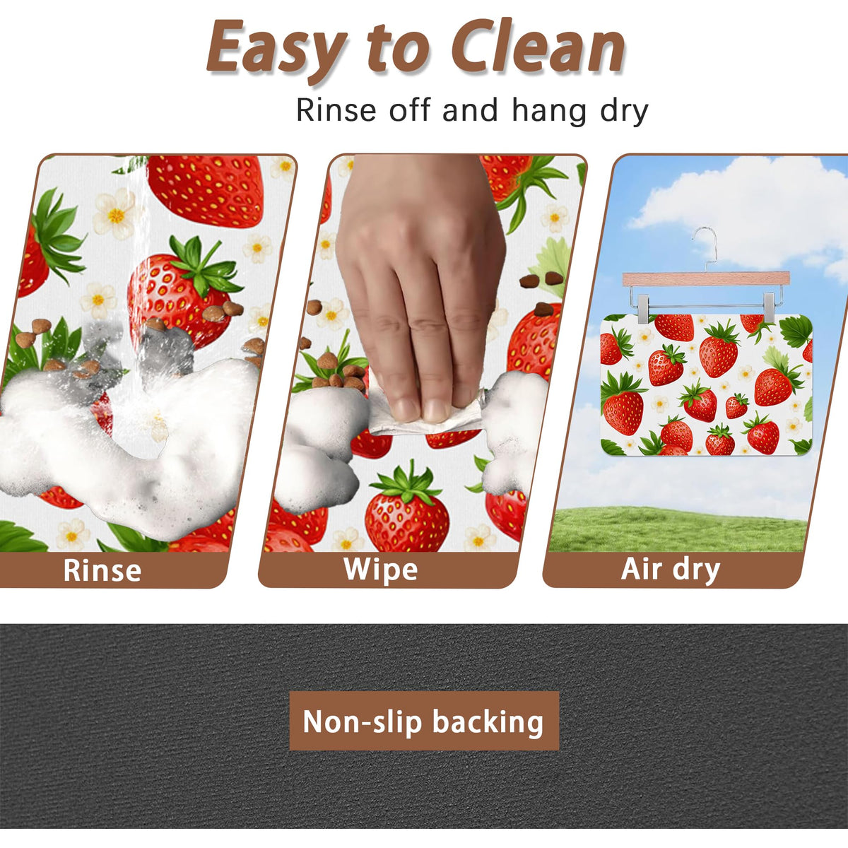 Cute Strawberry Flower Dog Cat Food Mat (16"L x 16"W / Cute Strawberry Flower)