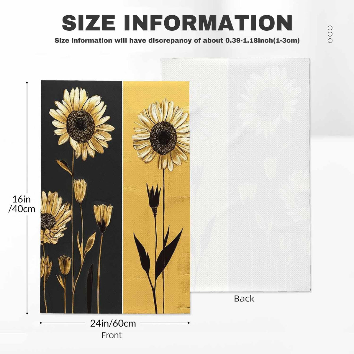 Flower Kitchen Towels Set of 2 Modern Abstract Gray Gold Sunflower Dish Towels Absorbent Soft Hand Tea Bar Towels for Farmhouse Home Decor 16"X24" (Flower)