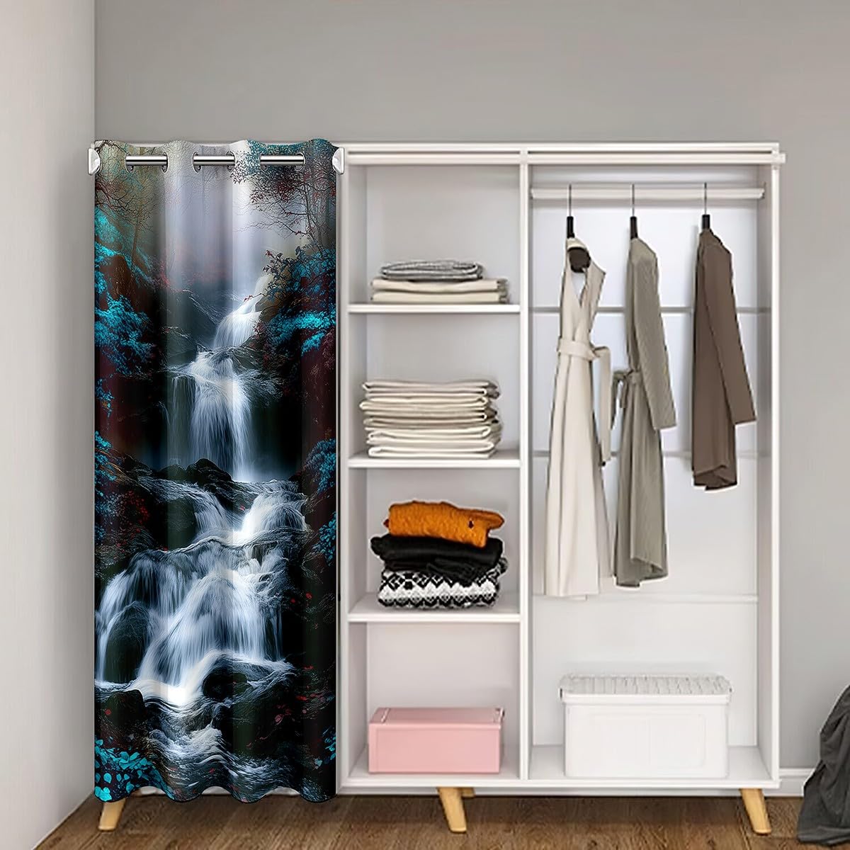 Waterfall Door CurtainInch 1 Panel for Doorway Privacy 42"x80" (Ocean Blue / 42"W x 80"L (Pack of 1))