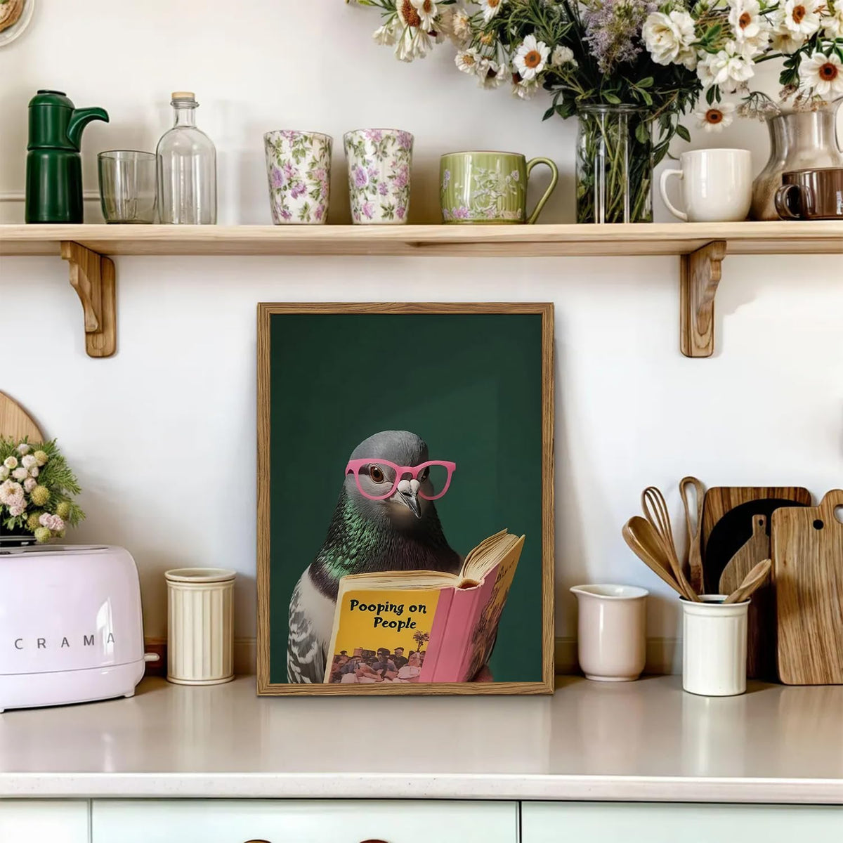 Framed Funny Pigeon Wall Art (Pigeon / 16"L x 12"W)