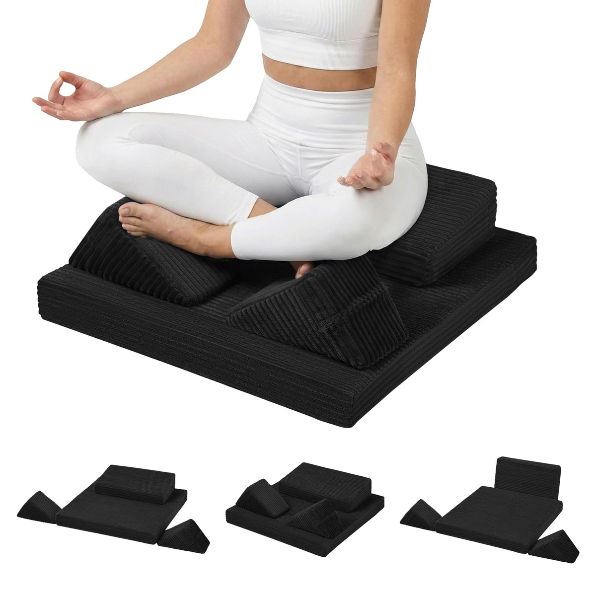 Meditation Cushion (Black / 24X24X2 Inch)