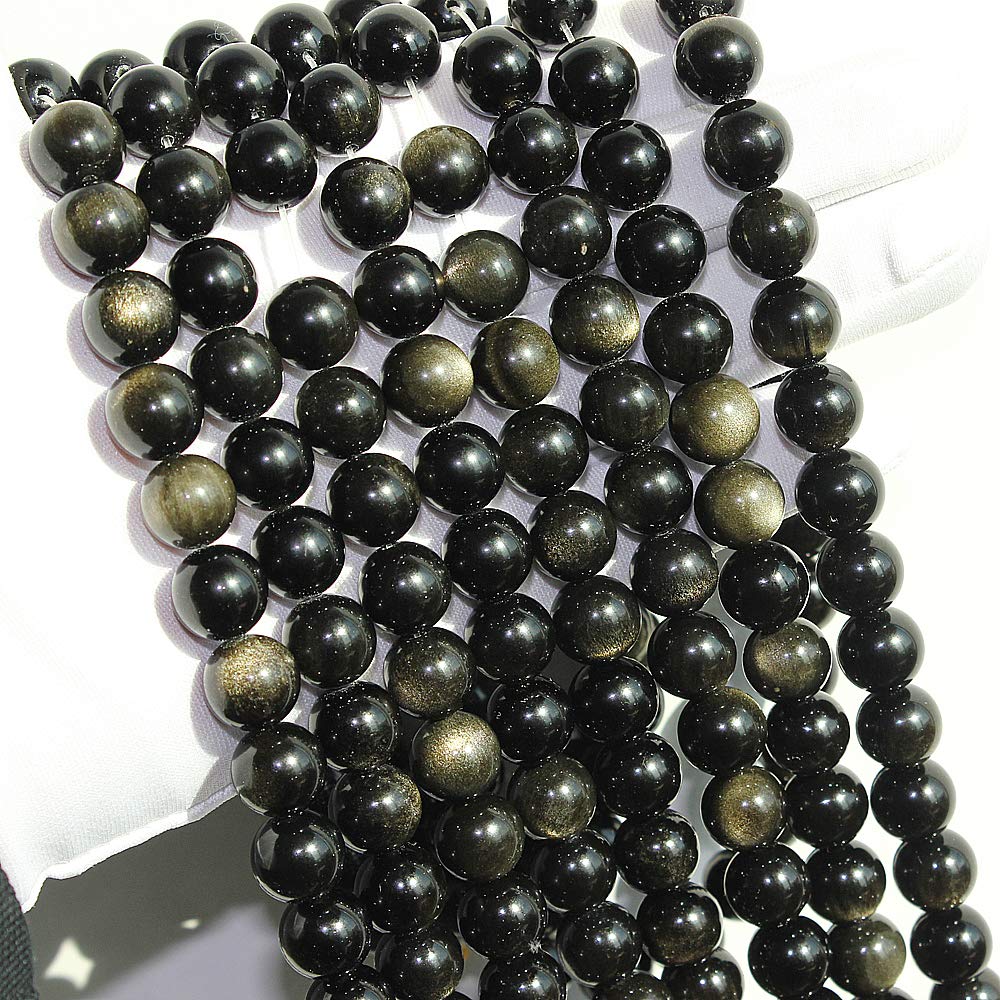 Rare Collection Natural Stone Beads Gold Obsidian Round Loose Beads for Jewelry Making DIY Bracelet Necklace (Gold Obsidian / 12mm)