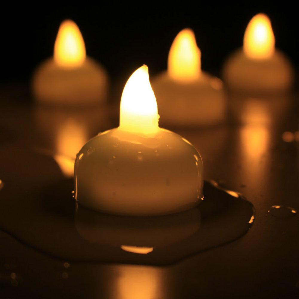 24Pcs Waterproof Flameless Floating Tealights (Yellow (24 Pcs))