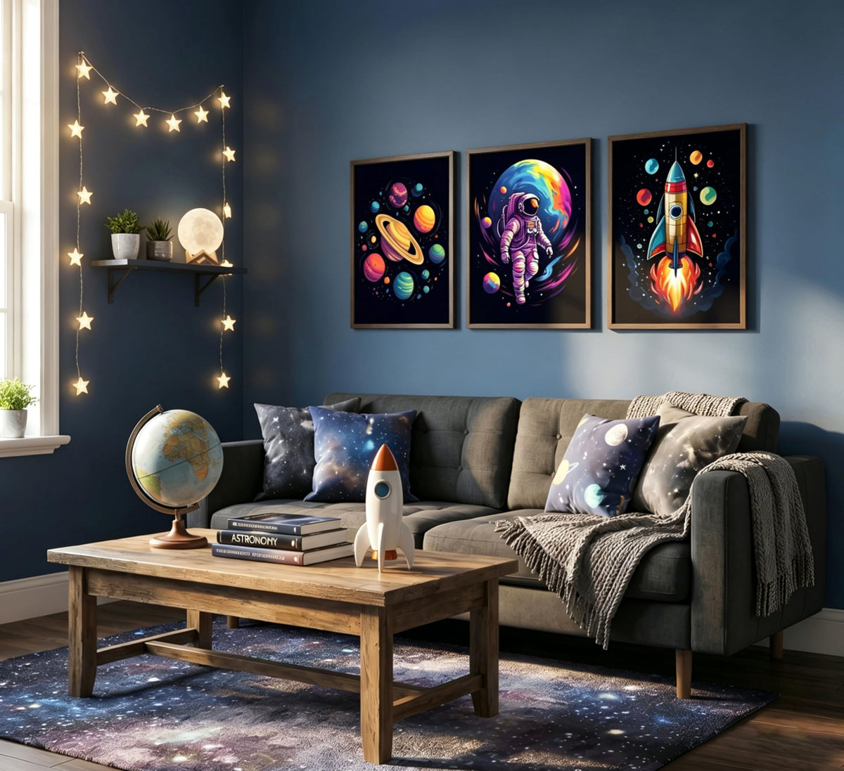 3PCS Outer Space Astronaut Canvas Wall Art (Astronauts / 24"L x 16"W-Unframed)