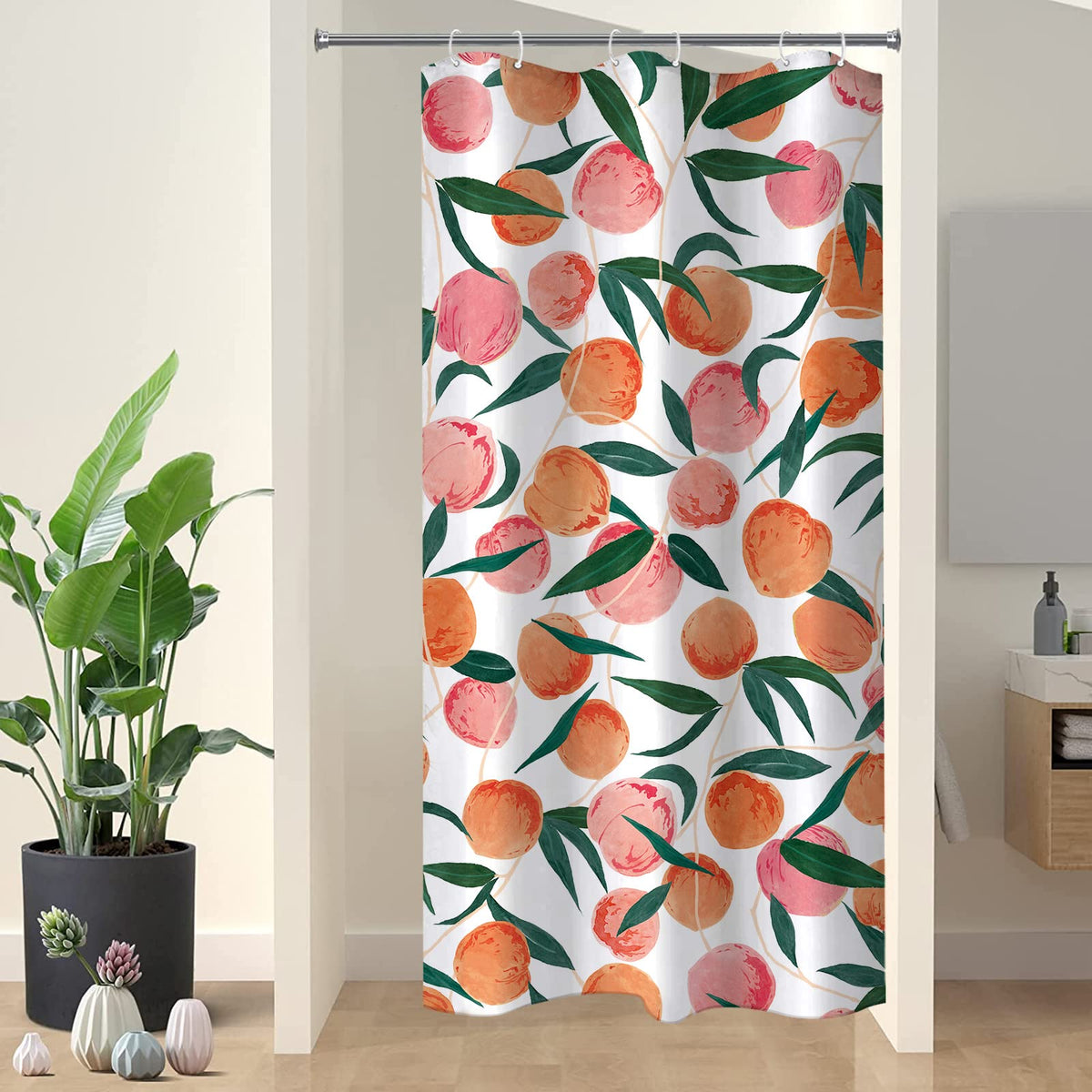 Peach Shower Curtain (Peach / 36"W x 72"L (Pack of 1))