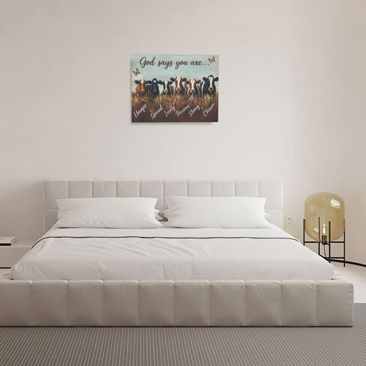 Farmhouse Cow Wall Art Rustic Canvas Wall Decor Country Pictures Paintings Prints Farm Animal Artwork Framed Cattle Decorations For Bathroom Bedroom Living Room Gifts 20" x 16" (Farm Cow / 20"L x 16"W)