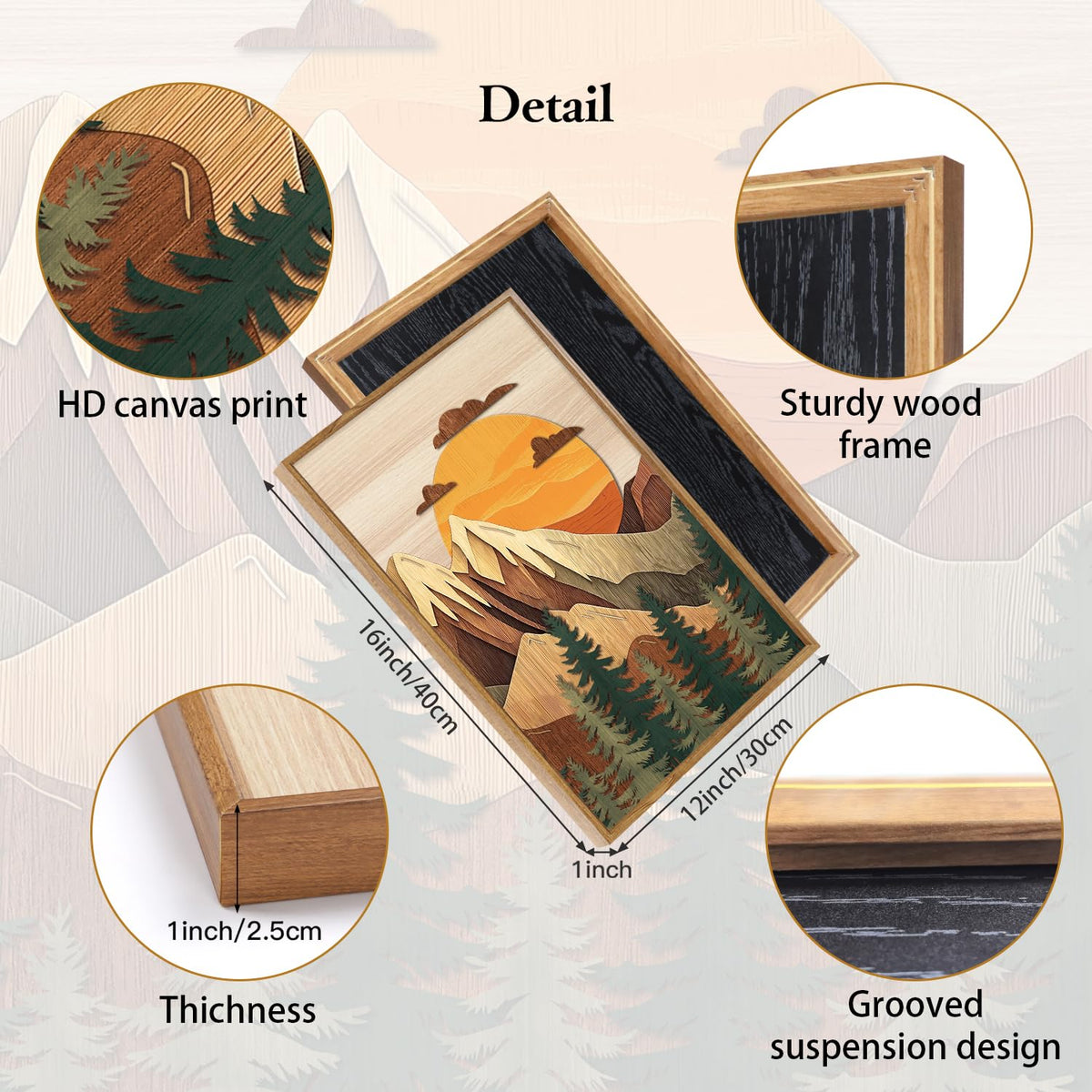 Mountain Landscape Framed Wall Art Set (Mountain)