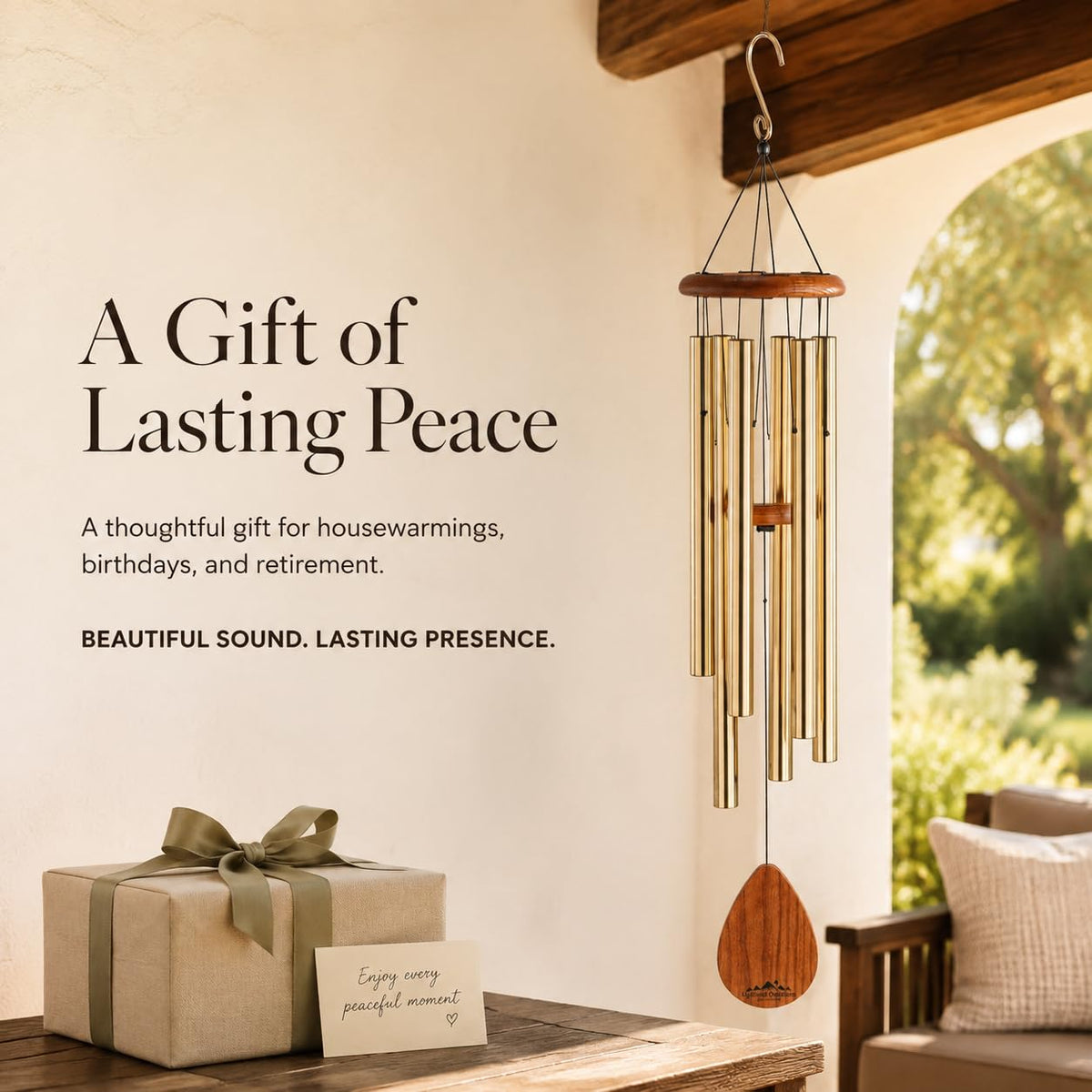 UpBlend 38" Bronze Aluminum Wind Chimes for Outside (Bronze / 38")