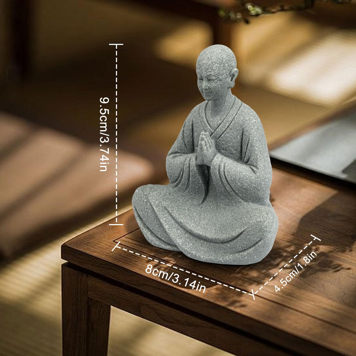 Zen Monk Statue Meditation Decor (A)