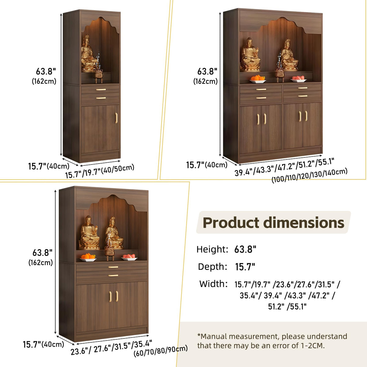 Altar Table Wood Meditation Prayer Table (Dark Gray / 23.6" x 15.7" x 63.8")
