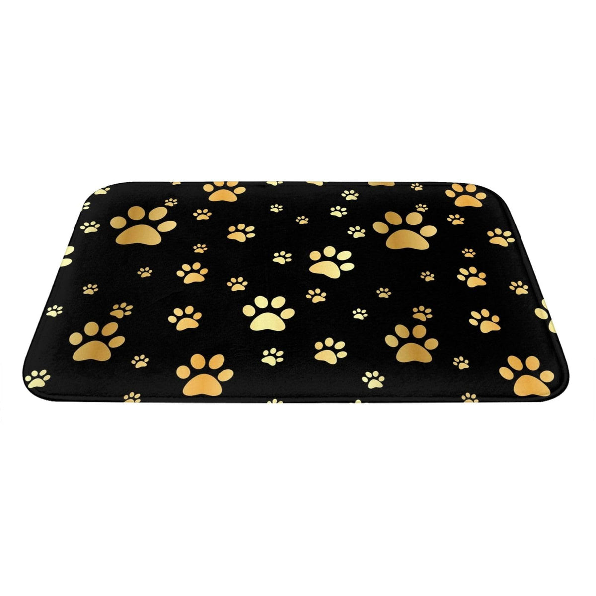 Dog Gold Paw Prints Bath Mat Non (1'4" x 1'11" (Rectangular) / Dog Gold Paw Prints)