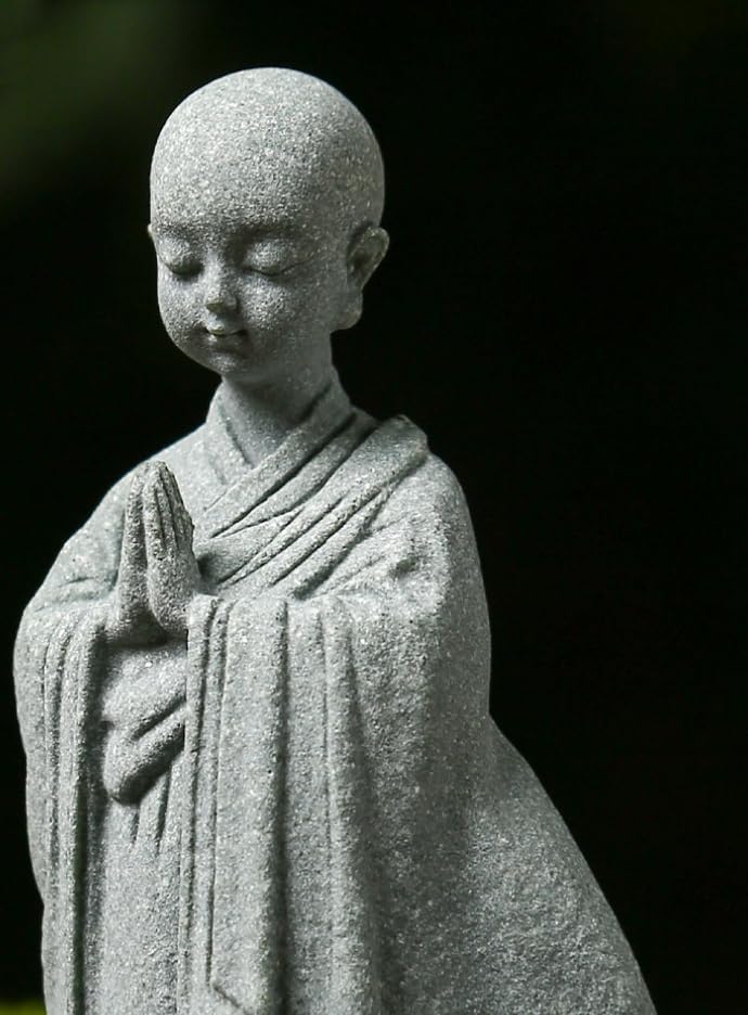Praying Monk Figurine Standing Monk Statue Zen Meditating Sculpture (Large)