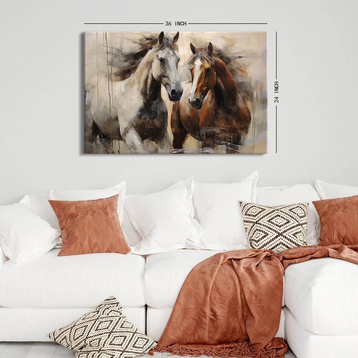 Vintage Horse Wall Art Western Horses Canvas Paintings Bedroom Decor Running Horse Prints Pictures Equestrian Aesthetic Poster Rustic Country Animals Artwork for Living Room Bedroom Home Decorations 24x36" (36"L x 24"W / Horse)