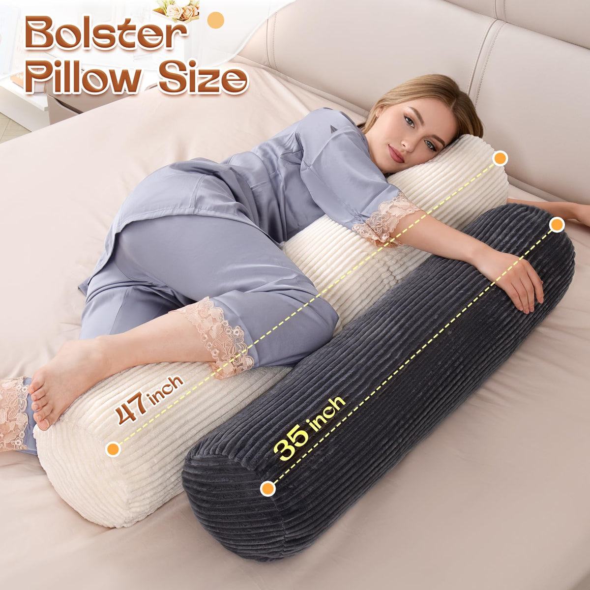 Body Pillow for Adults (Black (Corduroy) / 35 inch)