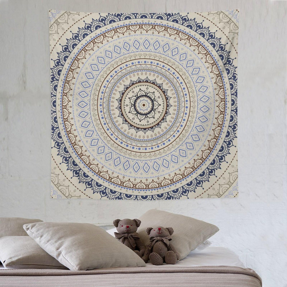 Mandala Tapestry Wall Hanging Retro Eastern Backdrop Swirled Cosmic Lotus Yoga Boho Artwork Tapestries Home Decor for Living Room Bedroom Farmhouse Apartment Dorm 60"x60" (60"L x 60"W / Mandala-44)