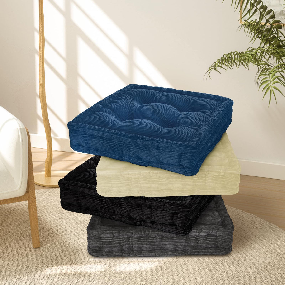 Square Floor Pillows for Adults Kids (Grey / 1 Pack (20"x20"))