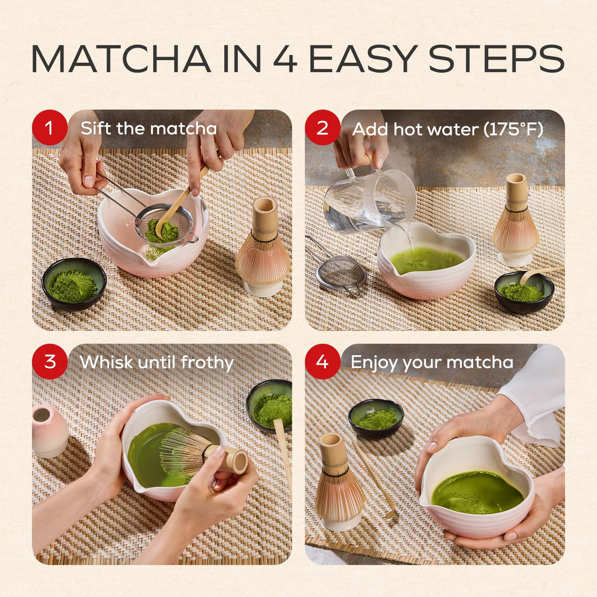 Rehny’s Matcha Whisk Set (Pink)