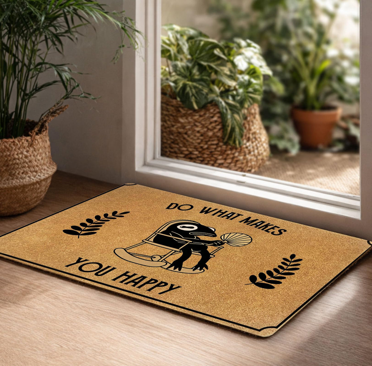 Retro Zen Frog Do What Makes You Happy Coir Welcome Doormat 17x30 (Happy Frog)