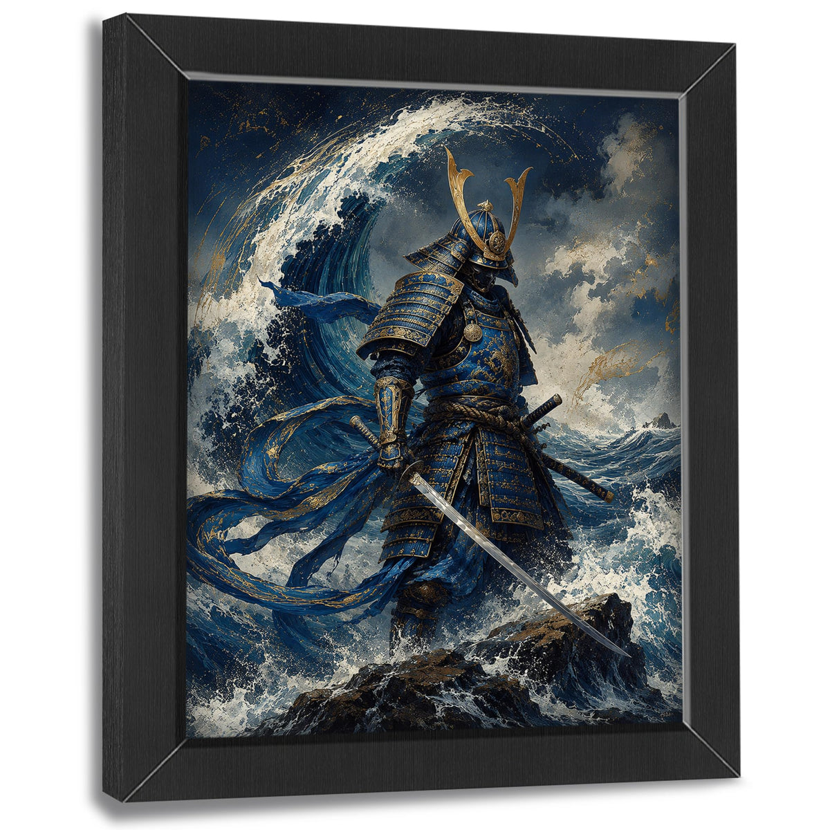 Japanese Samurai Decor Wall Art (Wall Art Framed 33 / 20"L x 16"W)