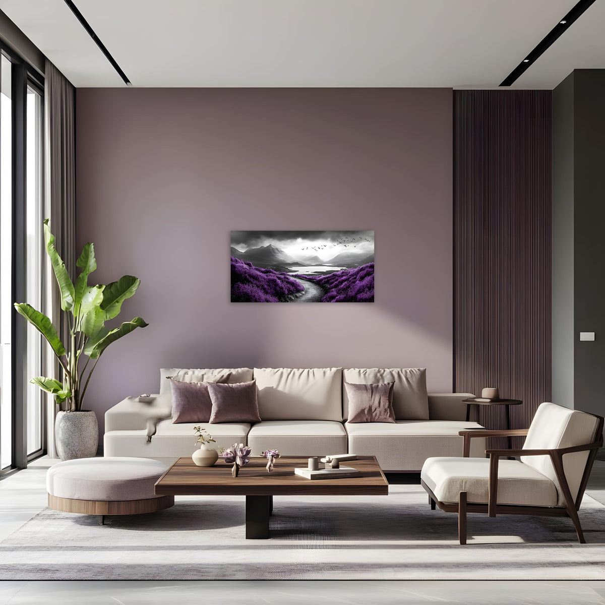 1 Panel Purple Picture for Bedroom Purple Flowers Landscape Paintings Canvas Wall Art Purple Pictures on Canvas Stretched and Framed for Home Decor Living Room Bedroom Wall Art 8x16 inch (16"L x 8"W / Purple Flower 11)