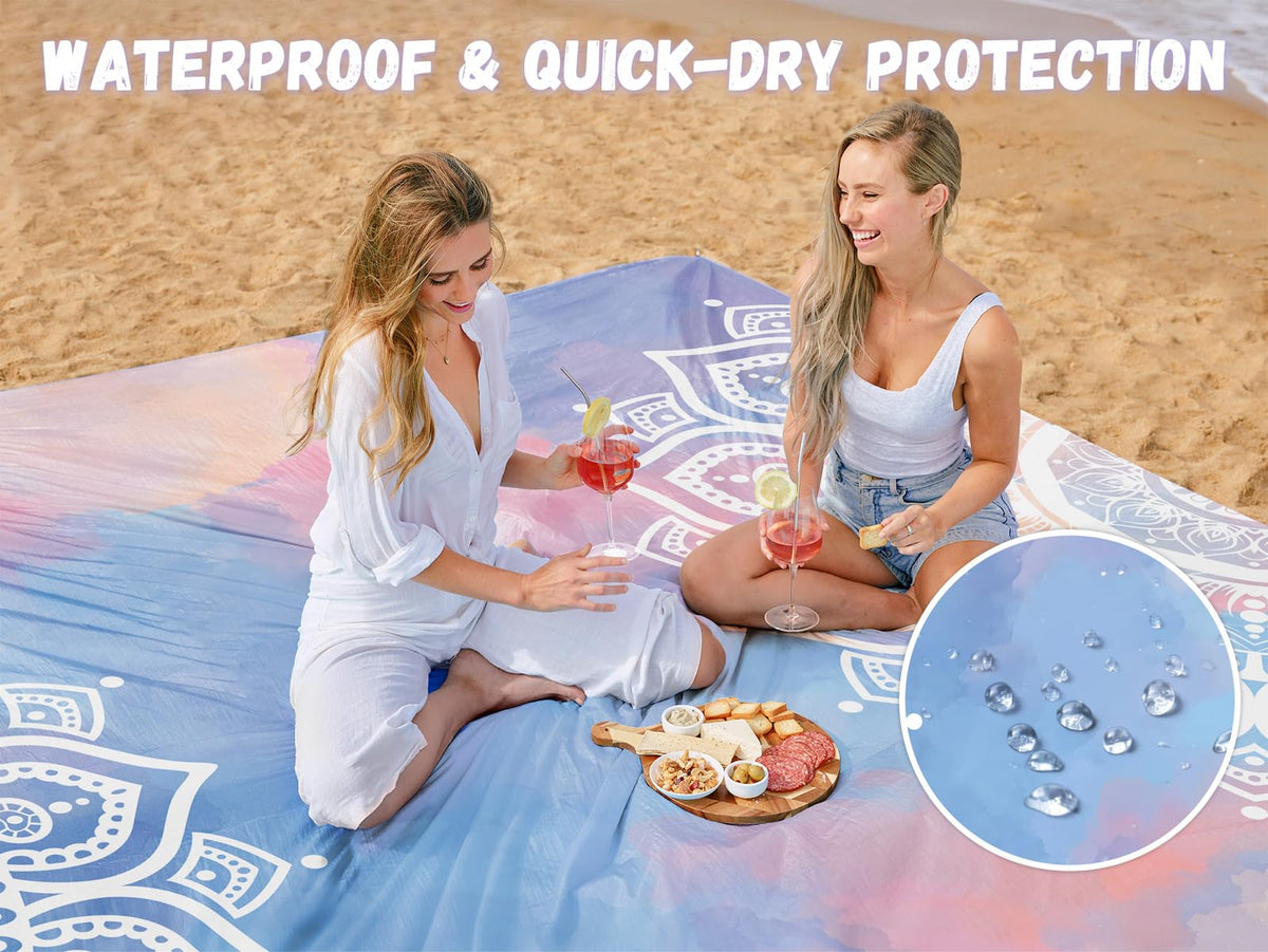 Beach Blanket Waterproof Sandproof (Mandala / 79“×83”)