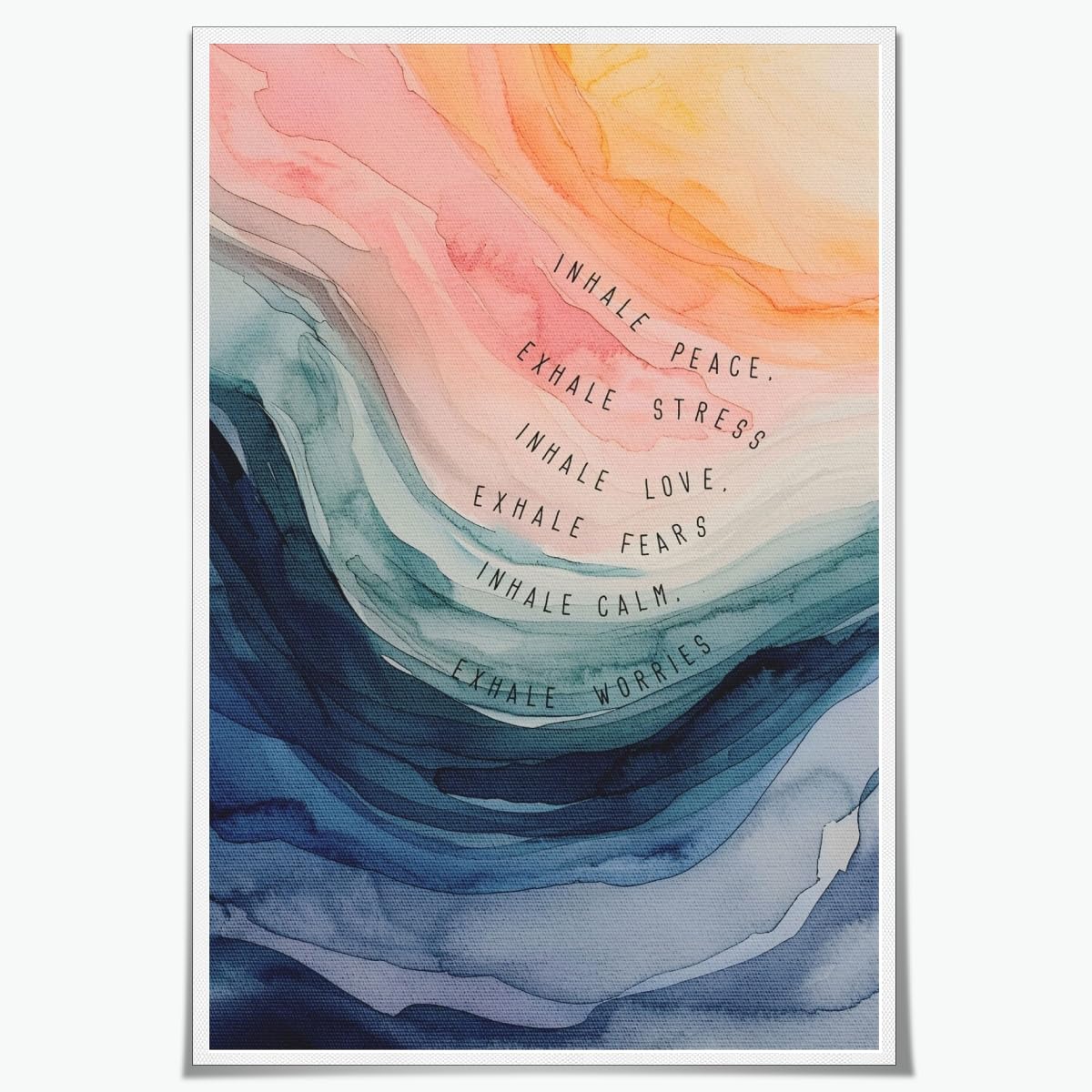 Office Wall Art Inhale Exhale Swirly Mental Health Posters Calming Corner Art Canvas Prints Wellness Breathe for Therapy Office Motivational Wall Decor 8x12inch Unframed (style-1-Unframed / 8"L x 12"W)