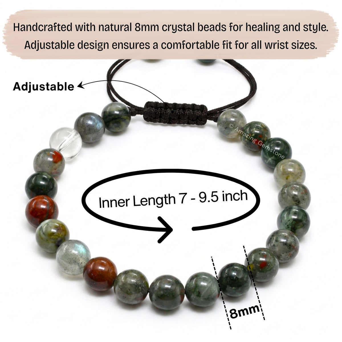 African Bloodstone Bracelet for Women Men's Gifts (African Bloodstone)