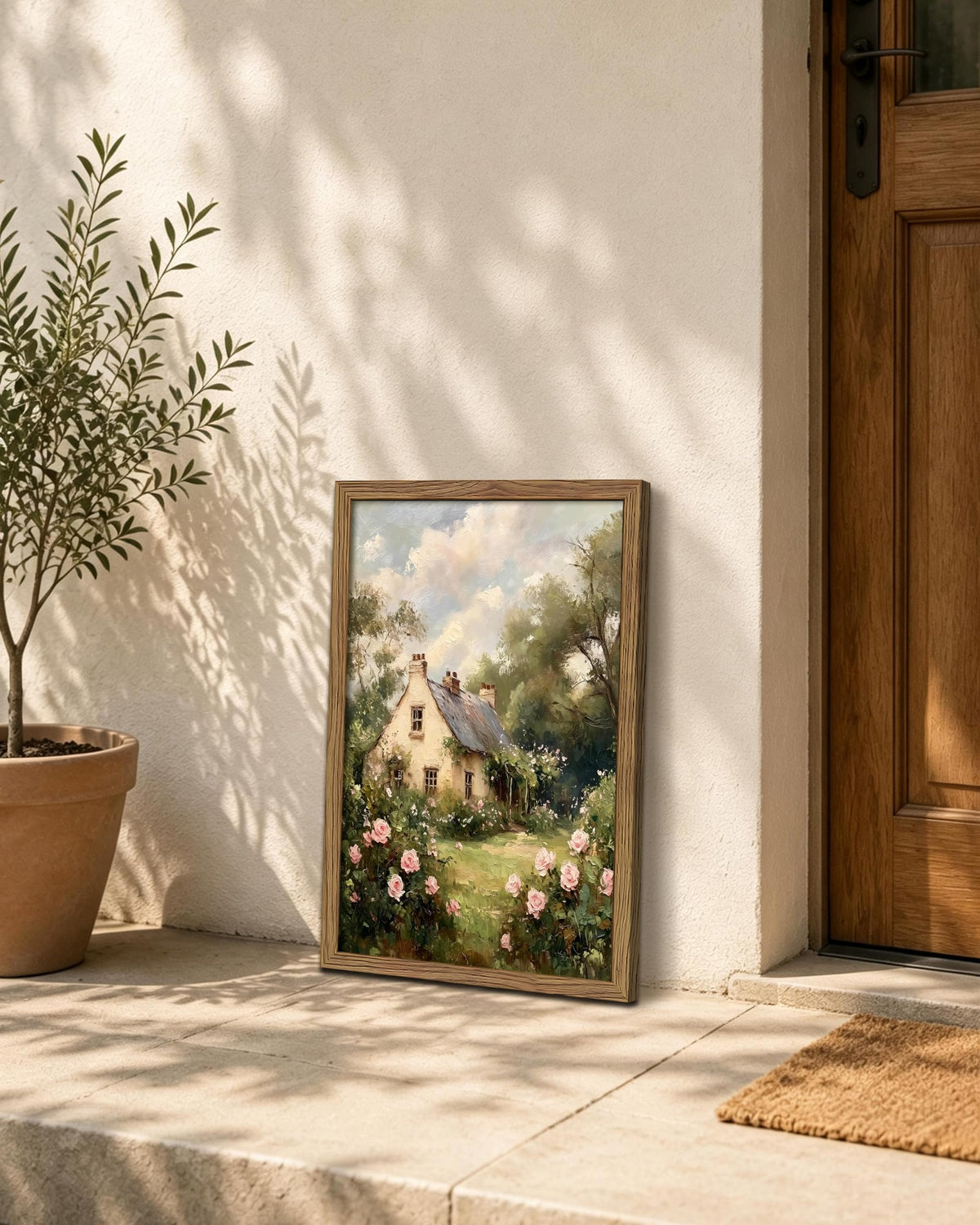 English Cottage Framed Canvas Wall Art (A-Garden / 24"L x 16"W)