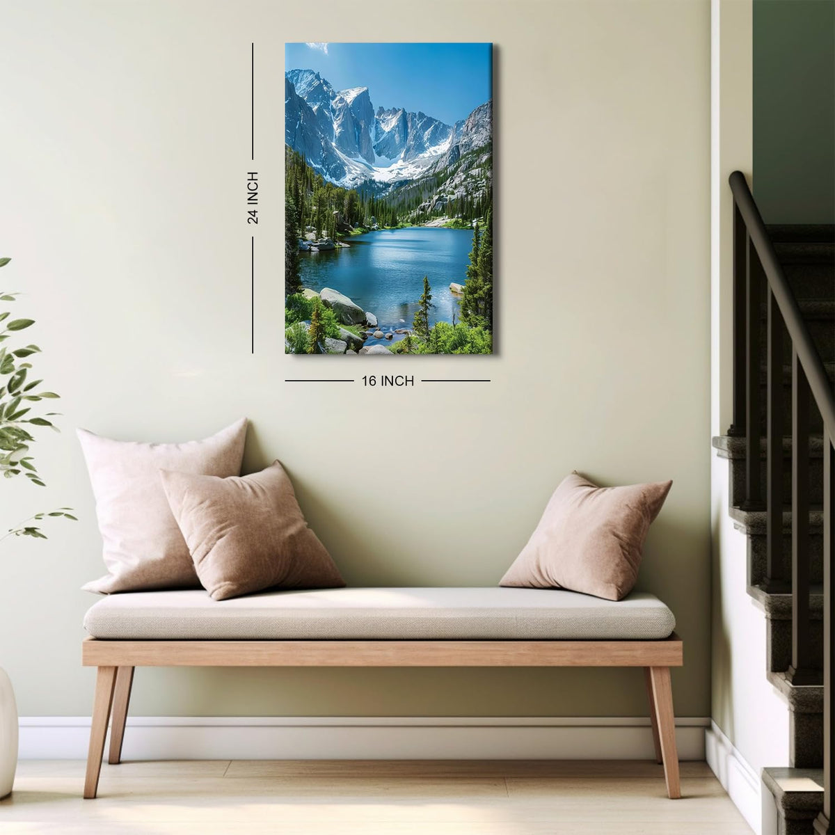Colorado Mountain Canvas Wall Art National Parks Poster Prints Photo for Living Room Office Rocky Mountains Landscape Painting Blue Lake Forest Scenery Artwork Modern Artwork Home Decorations 16x24” (16"L x 24"W / RMNP08)
