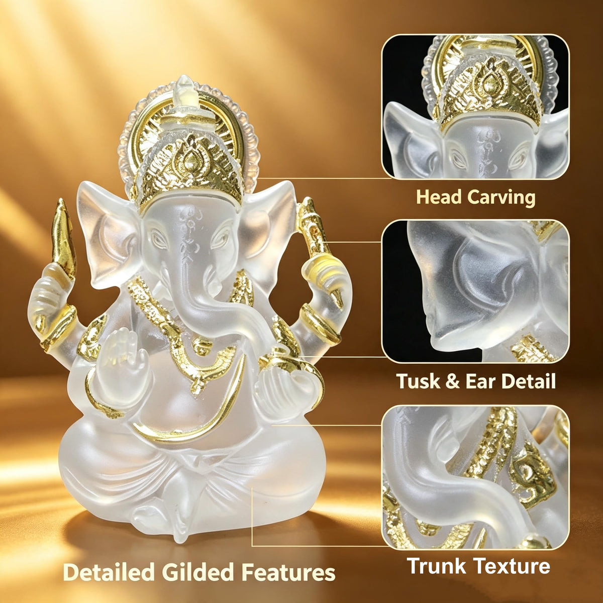 Indian God Lord Ganesha Statue (Transparent / 3.55")
