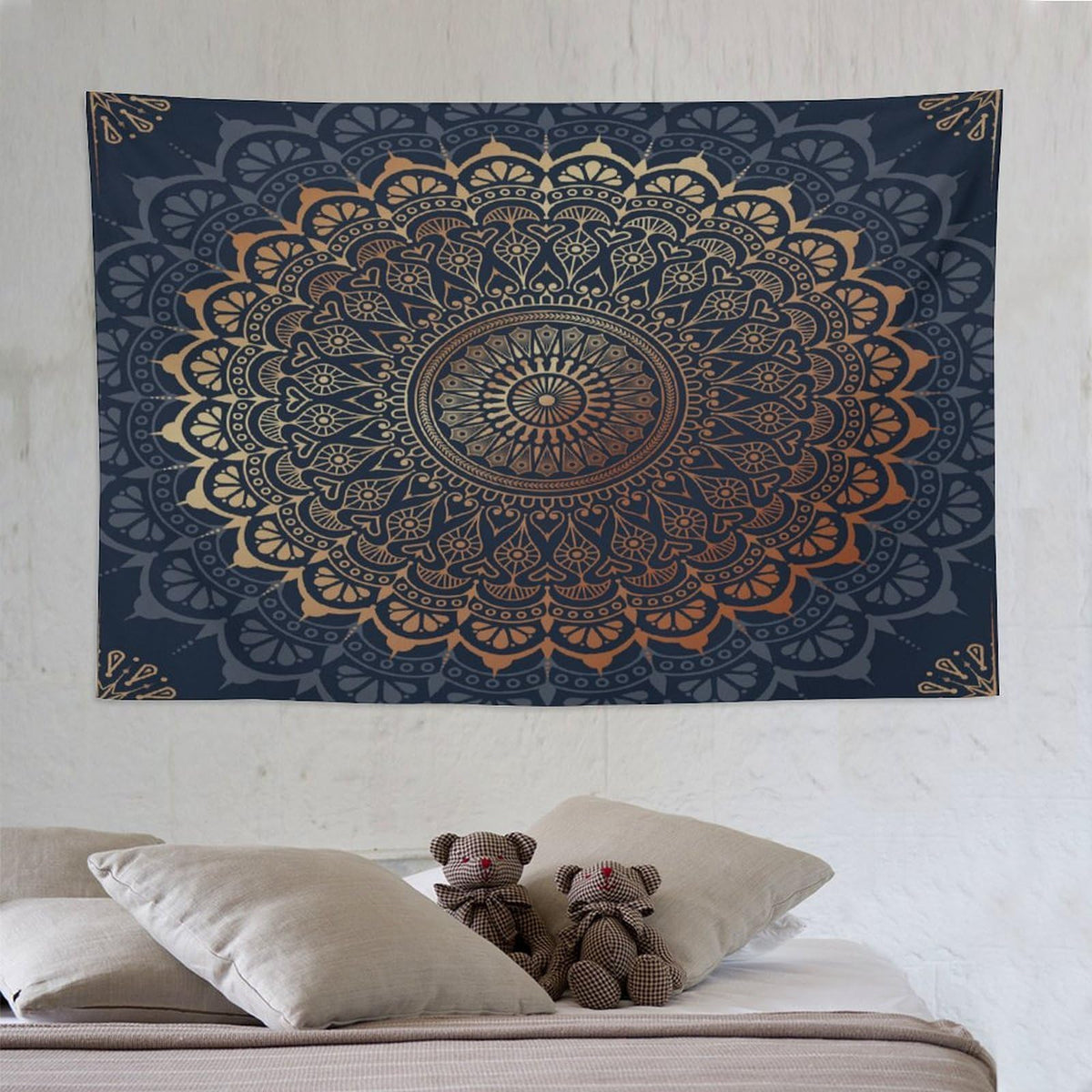 Boho Flower Tapestry Wall Hanging Mandala Bohemian Aesthetic Paisley Hippie Tapestries Home Decor for Living Room Bedroom Farmhouse Apartment Dorm 60"x90" (60"L x 90"W / Mandala-39)
