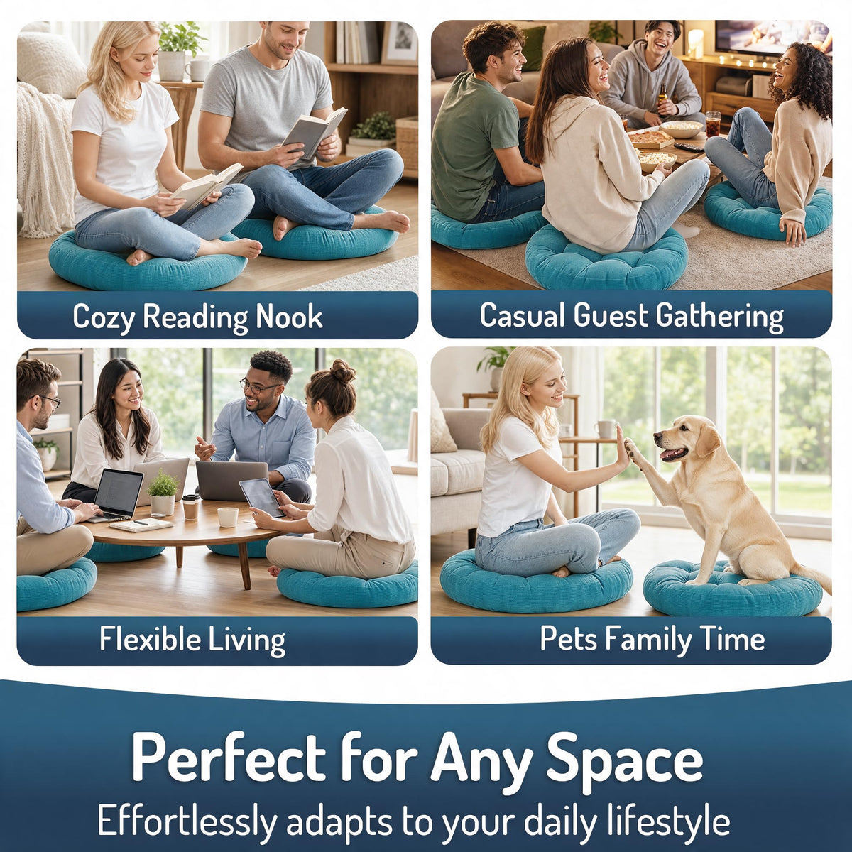 Round Meditation Cushion (1 Pack / Round | Turquoise | 1 Pack)