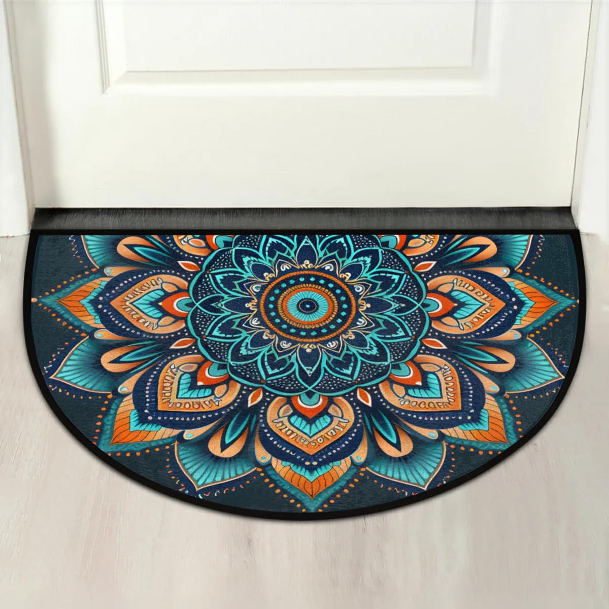 Ethnic Mandala Half Round Door Mat Semi Moon Rug Fireplace Carpet Area Rugs (A:a-10)