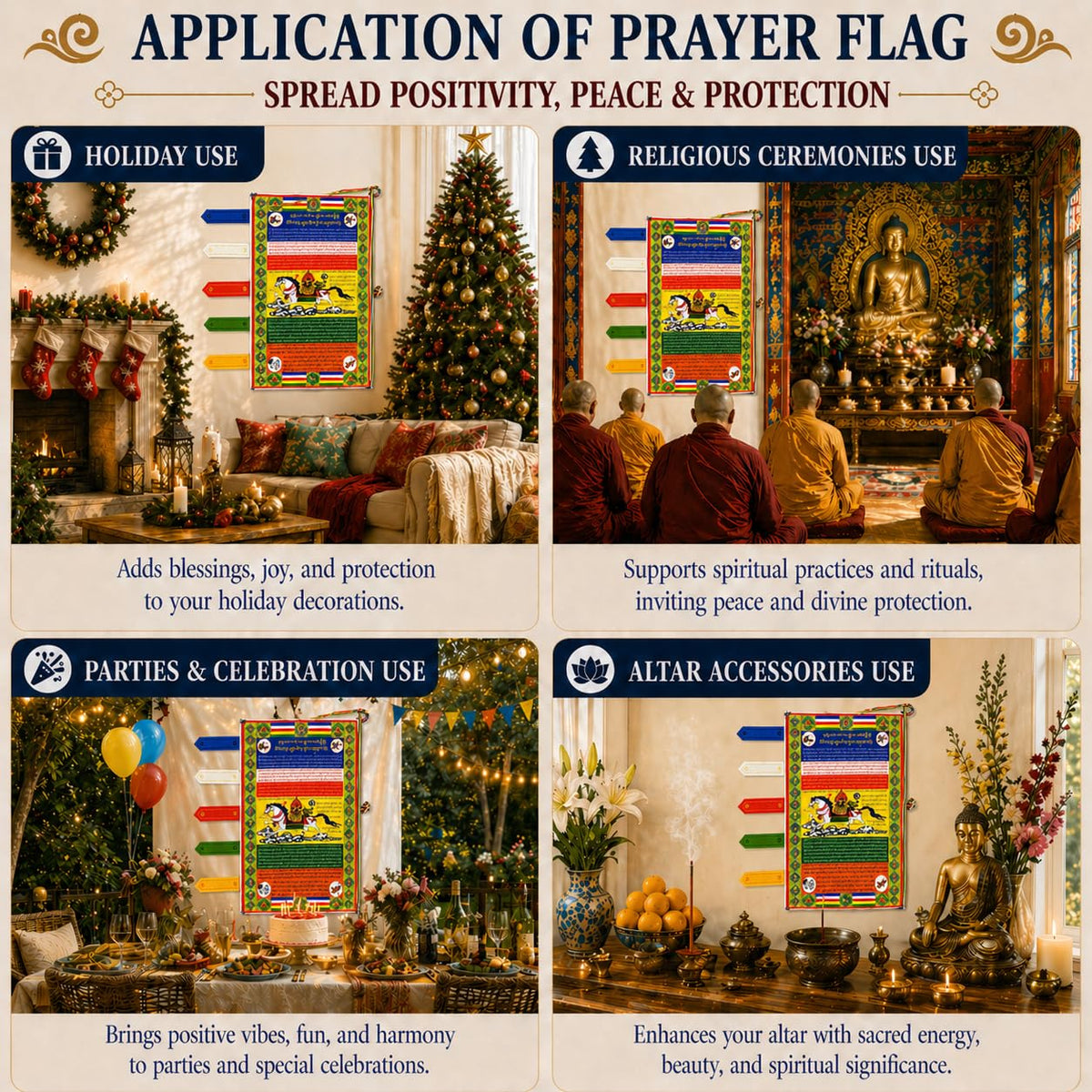 Vertical Tibetan Prayer Flags Outdoor Buddhism Decor Lungta (Lungta)