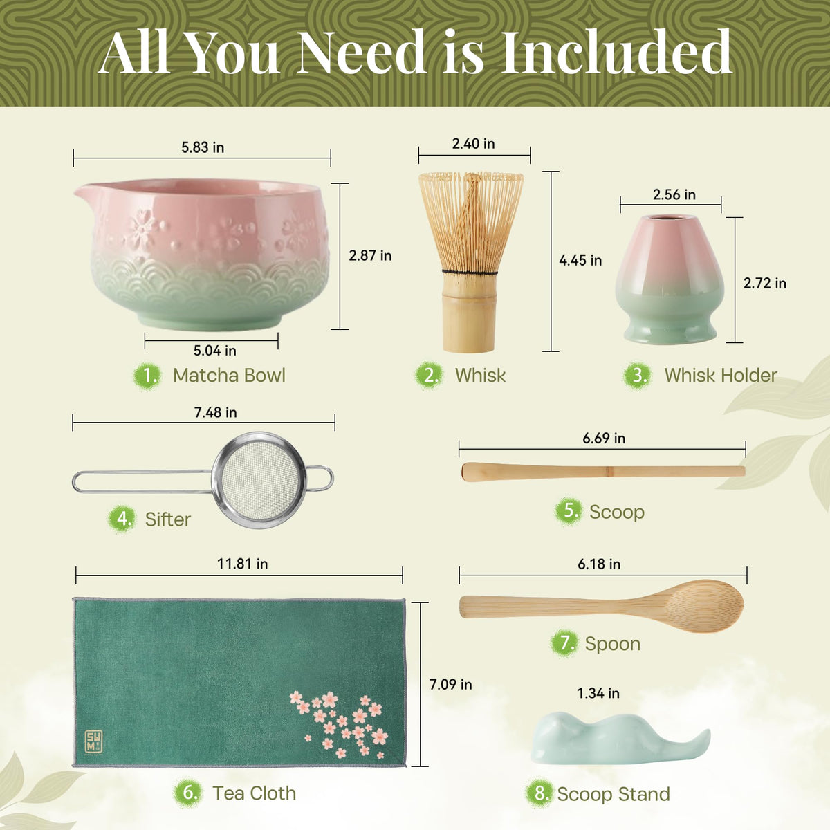 Matcha Whisk Set 9pcs (Gradient)