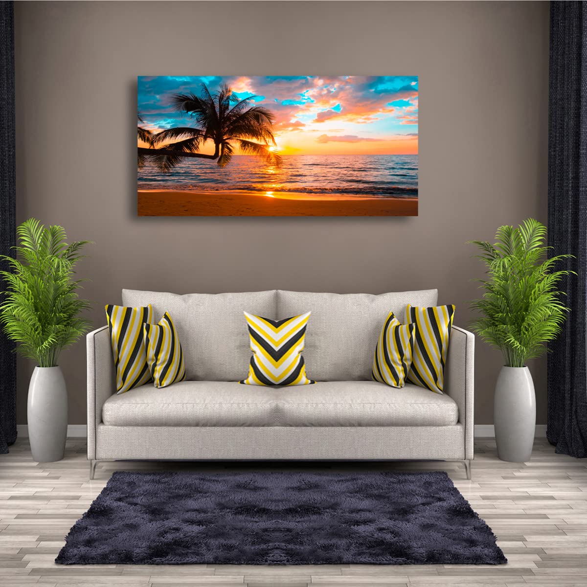 Beach Sunset Pictures Canvas Wall Art For Living Room Bedroom Wall Decor (40"L x 20"W / Beach Sunset Pictures Wall Art)