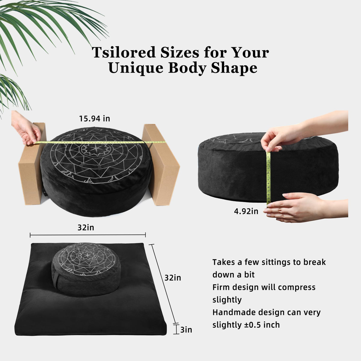Zafu & Zabuton Meditation Cushion Set (Black)