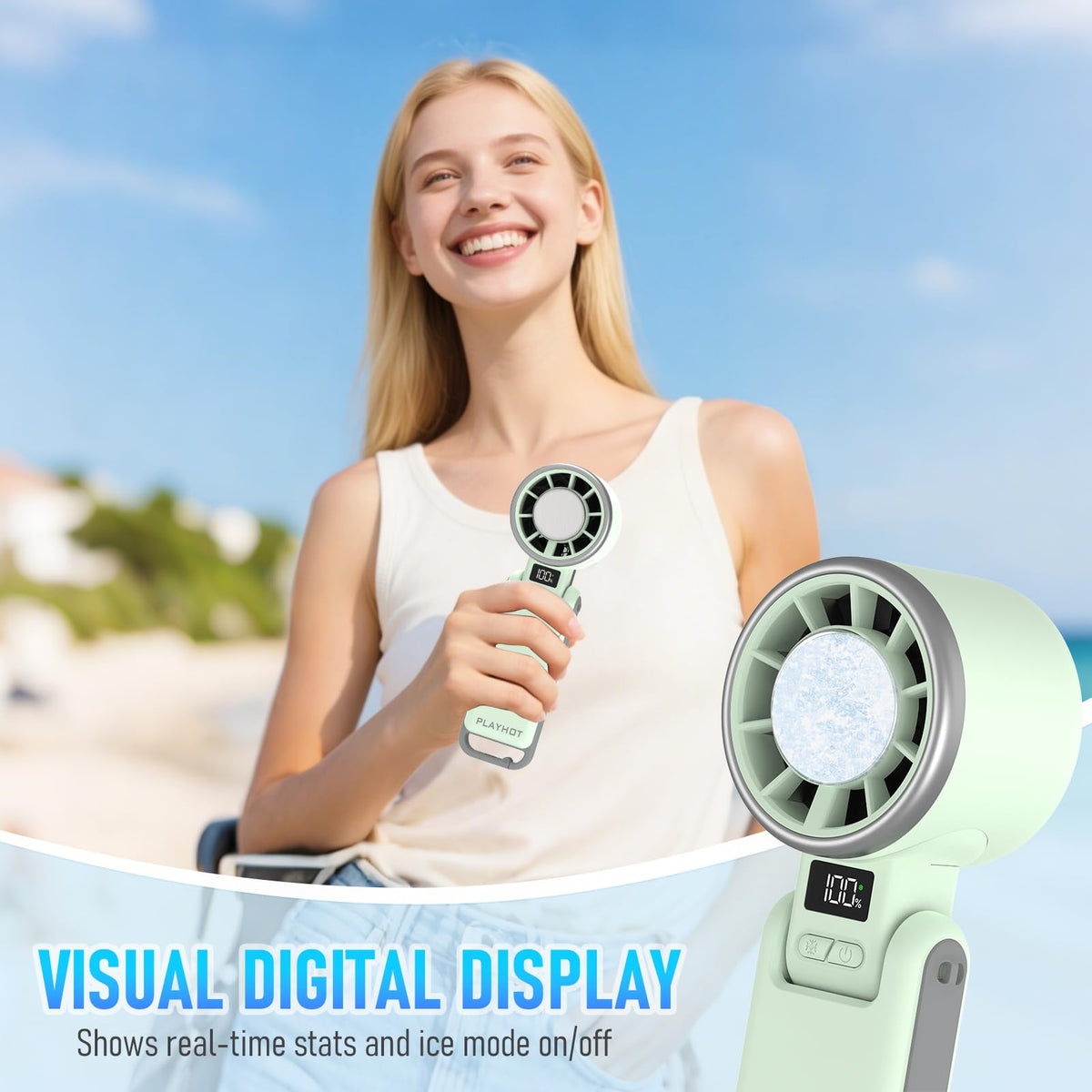 Portable Handheld Cooling Fan (green)