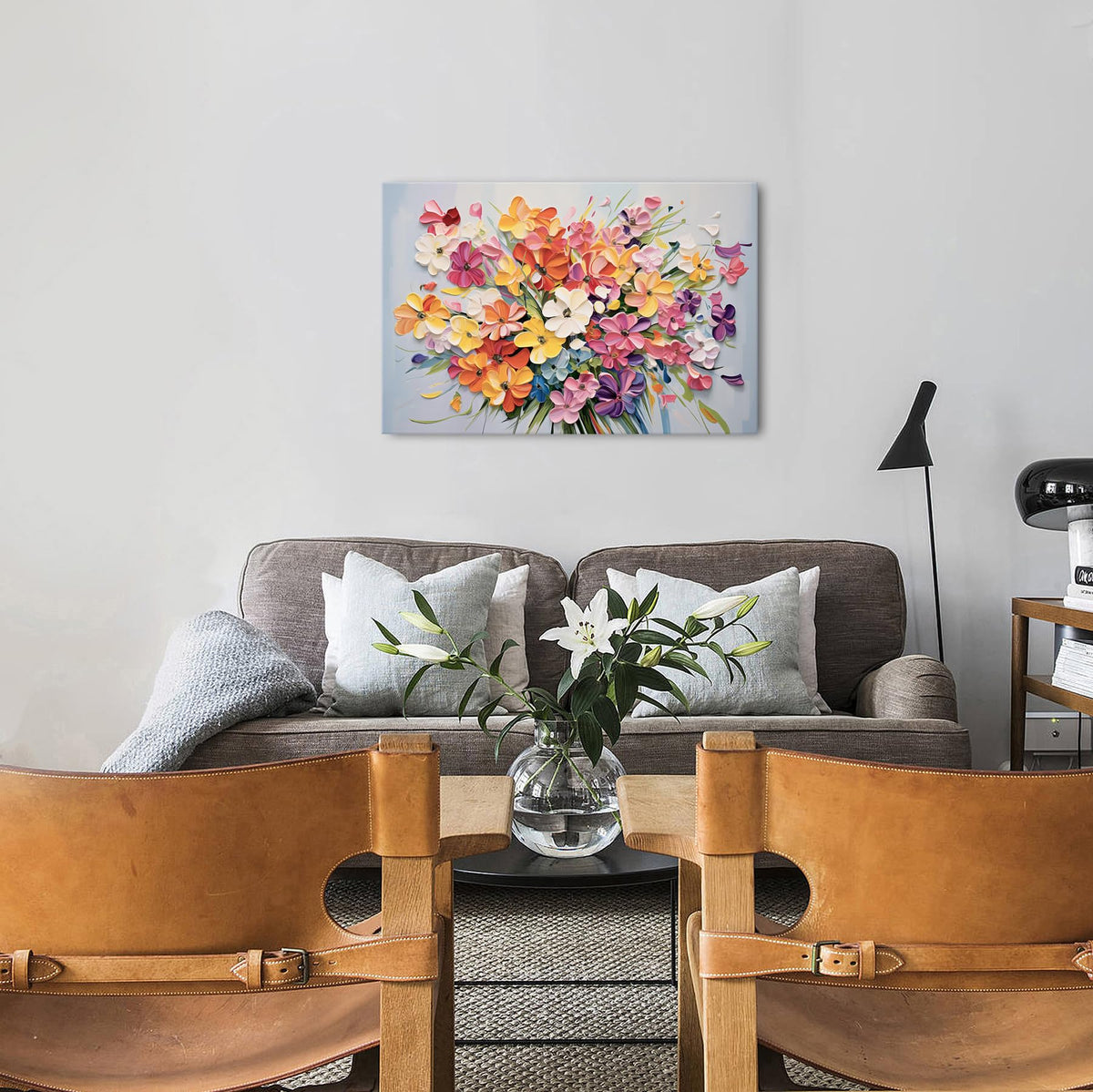 Orange Daisy Wall Art Colorful Wildflower Canvas Print Large Burnt Orange Floral Botanical Wall Decor for Living Room Bedroom Kitchen Watercolor Farmhouse Nature Artwork Bathroom Home Decoration 24x36 (36"L x 24"W / Flower-1)