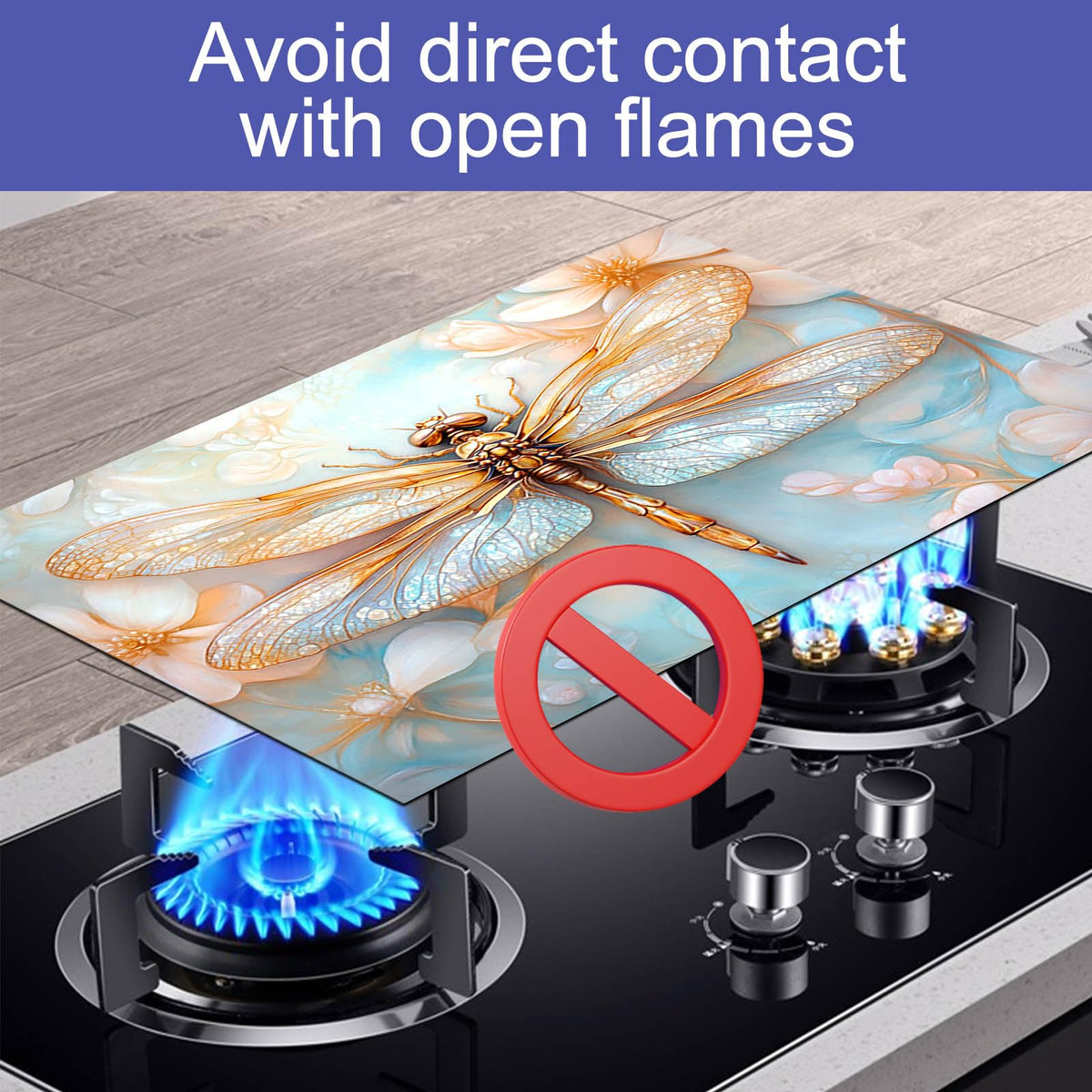 Dragonfly Stove Top Cover 28x20 Diatomite Heat Resistant Mat