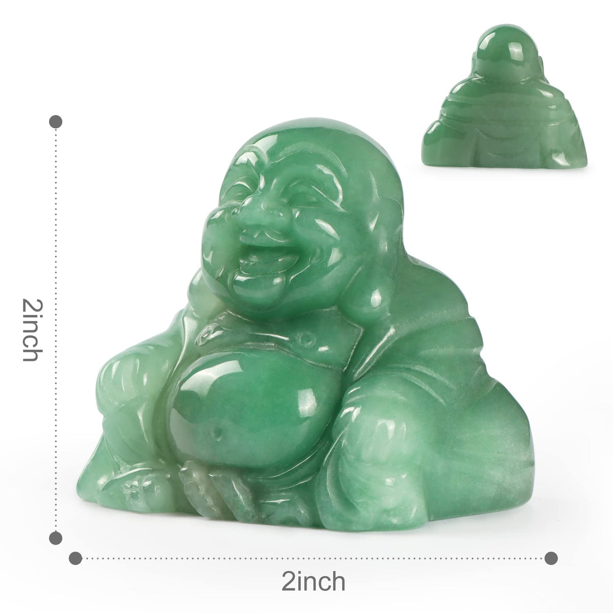 2.0" Green Aventurine Laughing Buddha Statue (Green Aventurine)