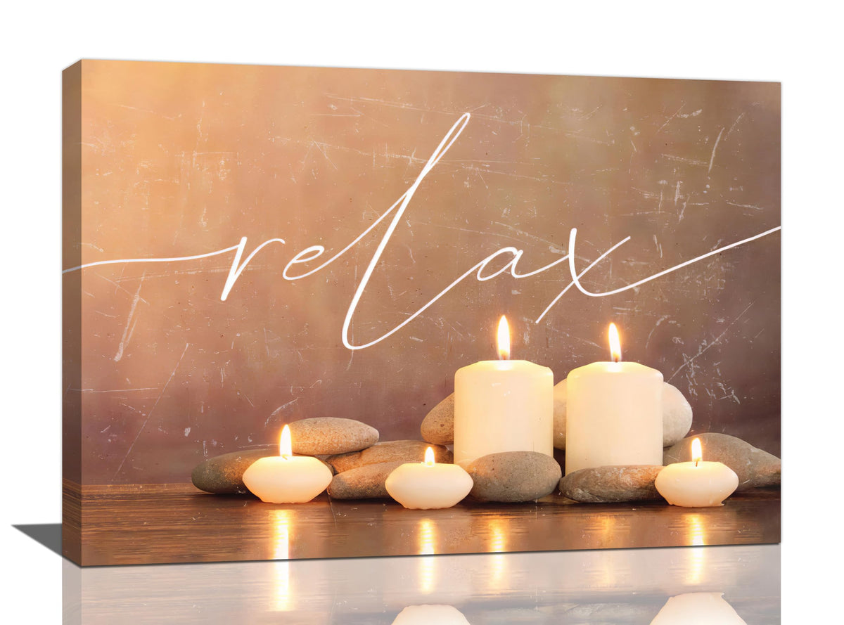 Zen Wall Art Zen Bathroom Decor Meditation Pictures Spa Canvas Posters Prints Calming Spiritual Stone Decorations Painting Artwork Office Home Yoga Decor For Bathroom Bedroom Living Room 24"x16" (Relax / 24L" x 16W")