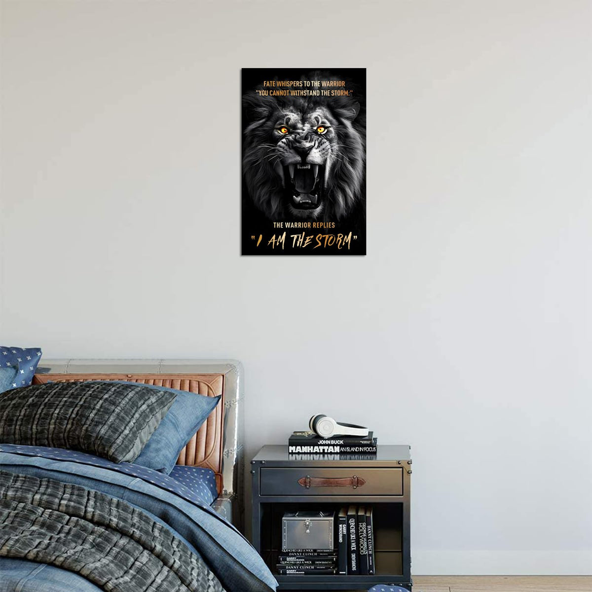 Motivational Wild Lion Letter Motivational Wall Decor Canvas Prints Inspirational Quote I Am The Storm Posters for Bedroom Office Modern Artwork Framed Ready to Hang (Style_06 / 36"L x 24"W)