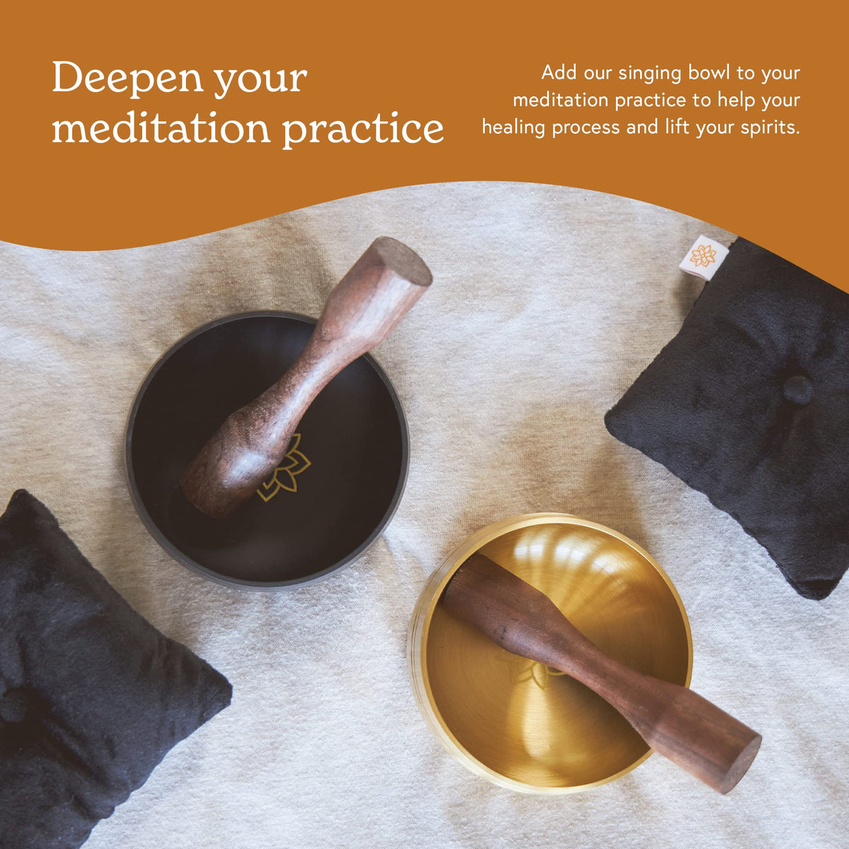 Mindful & Modern Tibetan Singing Bowl Set (Black)