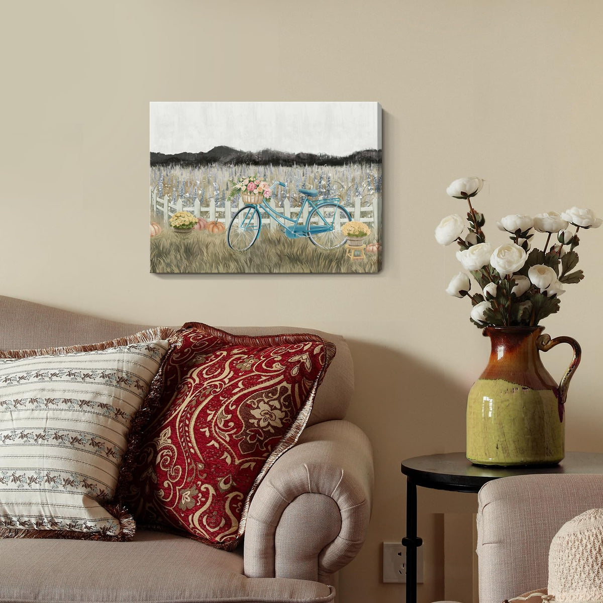 Boho Landscape Canvas Wall Art (Farmhouse Wall Art / 16"L x 12"W)