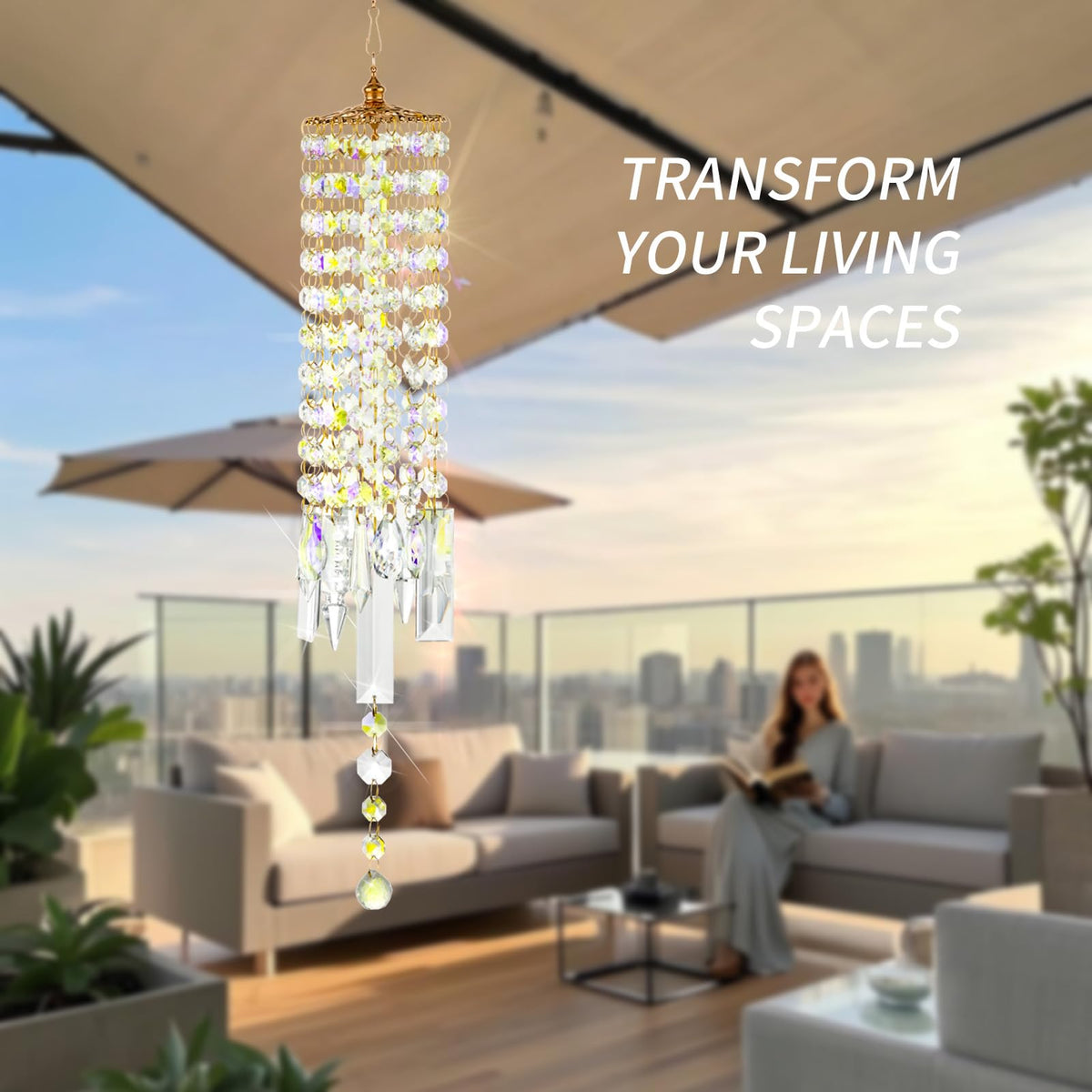 Crystal Wind Chimes Rainbow Suncatcher for Window (Colorful)