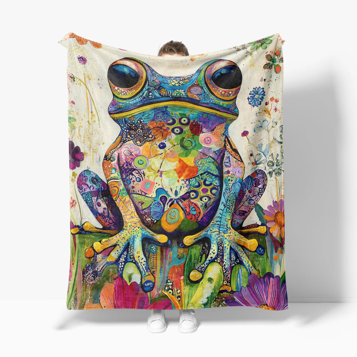 Frog Fleece Throw Blanket Colorful Animal Pop Art Gifts Room Decor 40"x50" (Frog / 40"X50")
